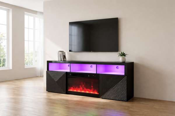 TV stand with fireplace