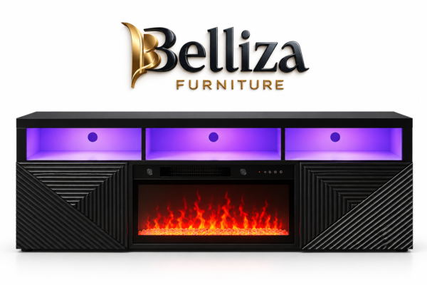 Belliza Modern LED Fireplace TV Stand with Storage – CBS25707