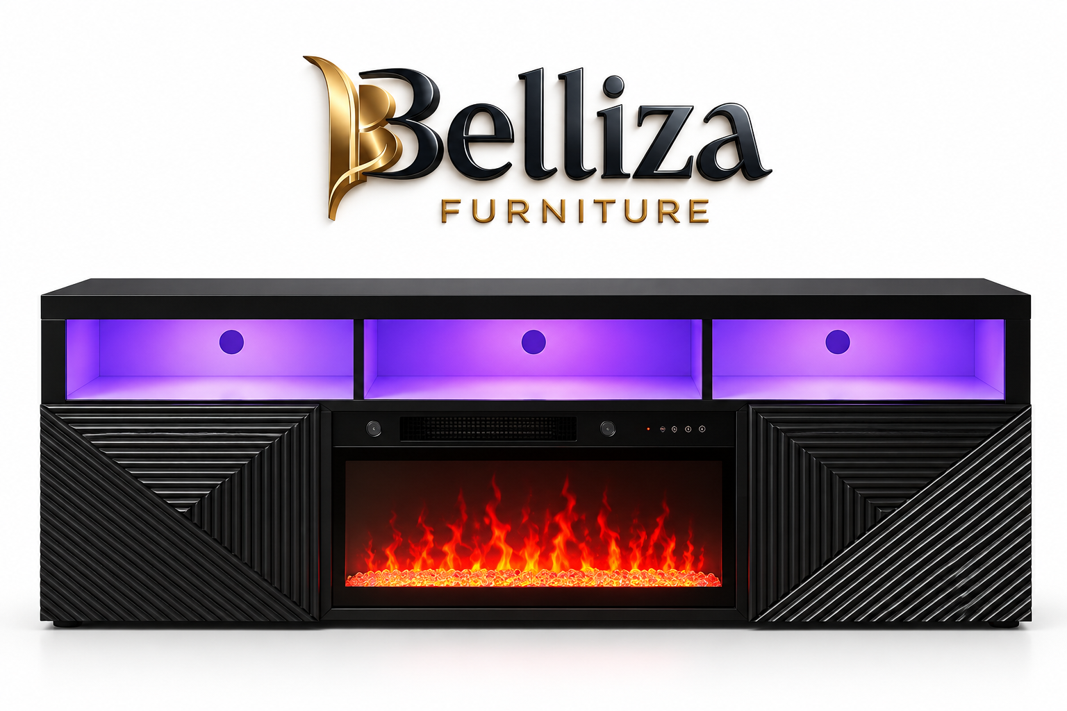 Belliza Modern LED Fireplace TV Stand with Storage – CBS25707