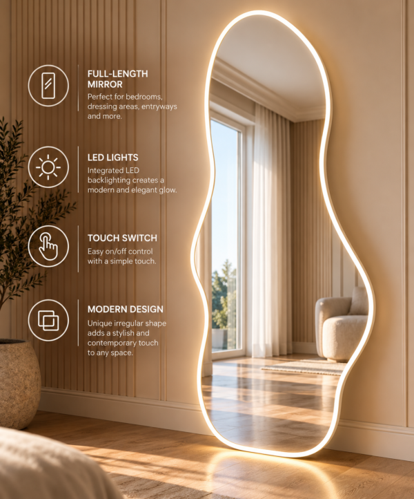 Modern Irregular LED Full-Length Mirror – CBS25721 — wholesale furniture for dealers