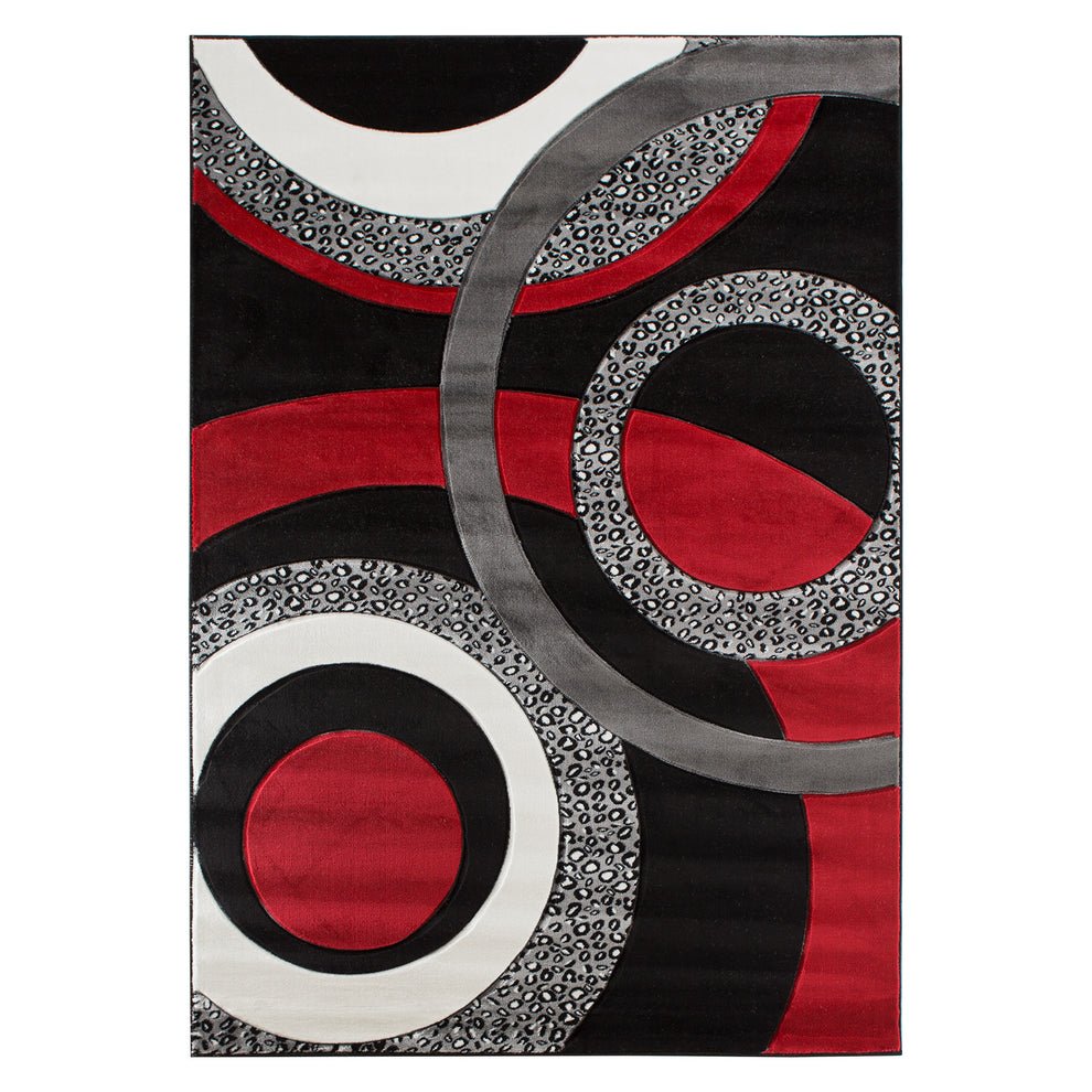 CIRAN Black Red White Polypropylene Area Rug