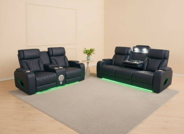 Isabella Black Power Reclining Sofa & Loveseat Set