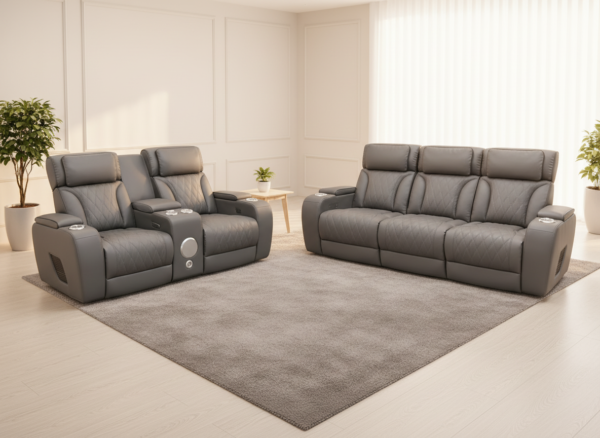 Isabella Gray Power Reclining Sofa & Loveseat Set