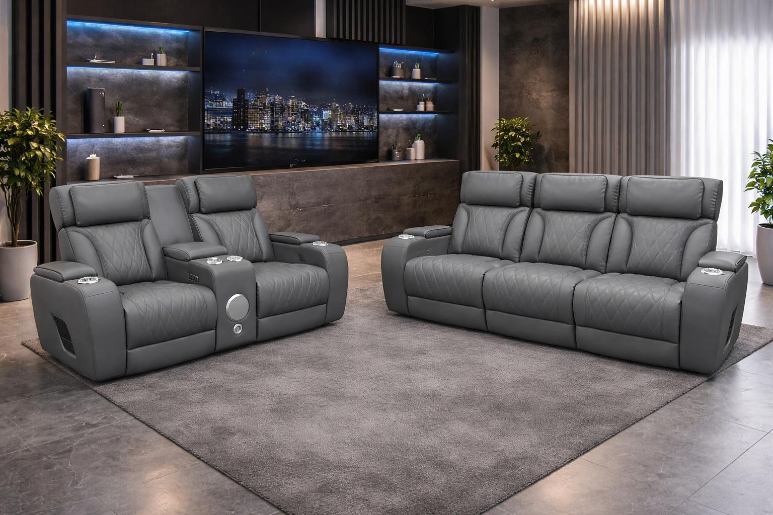 Isabella Gray Power Reclining Sofa & Loveseat Set - Image 2