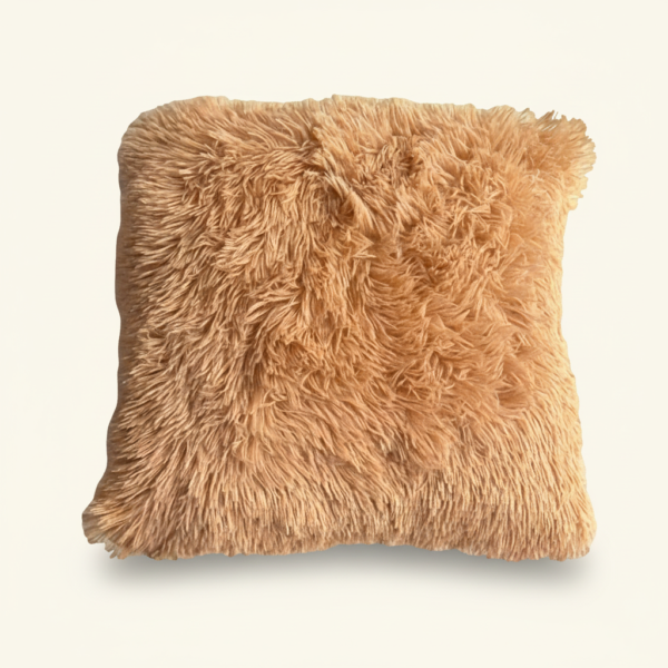 GOLD Gold Faux Fur Throw Pillow (18" x 18")