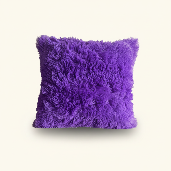 PURPLE Purple Faux Fur Throw Pillow (18" x 18")