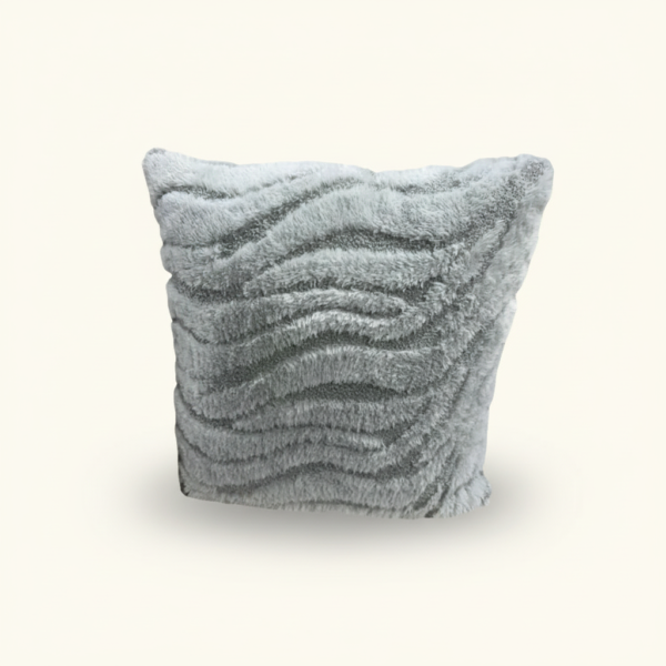 Gray Zebra-Texture Faux Fur Throw Pillow (18" x 18")