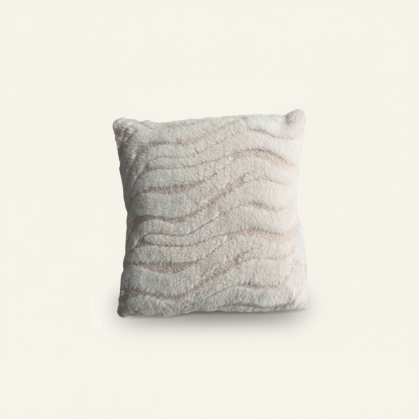 Cream Pink Zebra-Texture Faux Fur Throw Pillow (18" x 18")