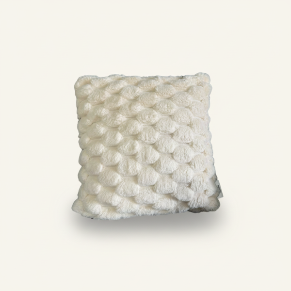 Cream Bubble-Texture Faux Fur Throw Pillow (18" x 18")
