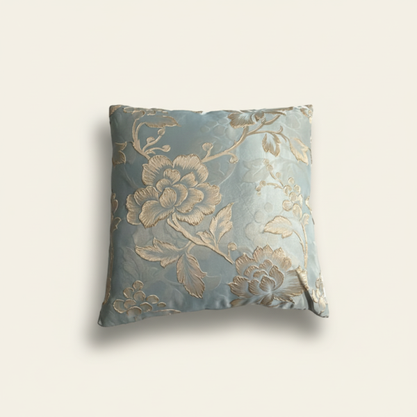 Blue Floral Jacquard Throw Pillow (18" x 18")