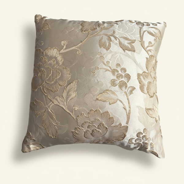 Gold Floral Jacquard Throw Pillow (18" x 18")