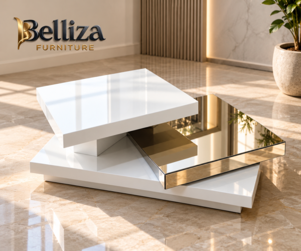 Belliza Modern Geometric Mirrored Coffee Table – White — wholesale furniture for dealers